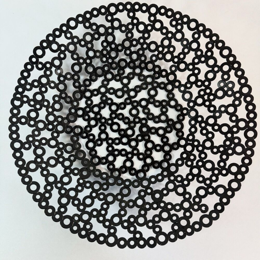 Metal Welded Washer Bowl Geometric Modern Abstract Art Centerpiece 16"